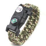 Survival Bracelet With Compass Fire Starter And Whistle